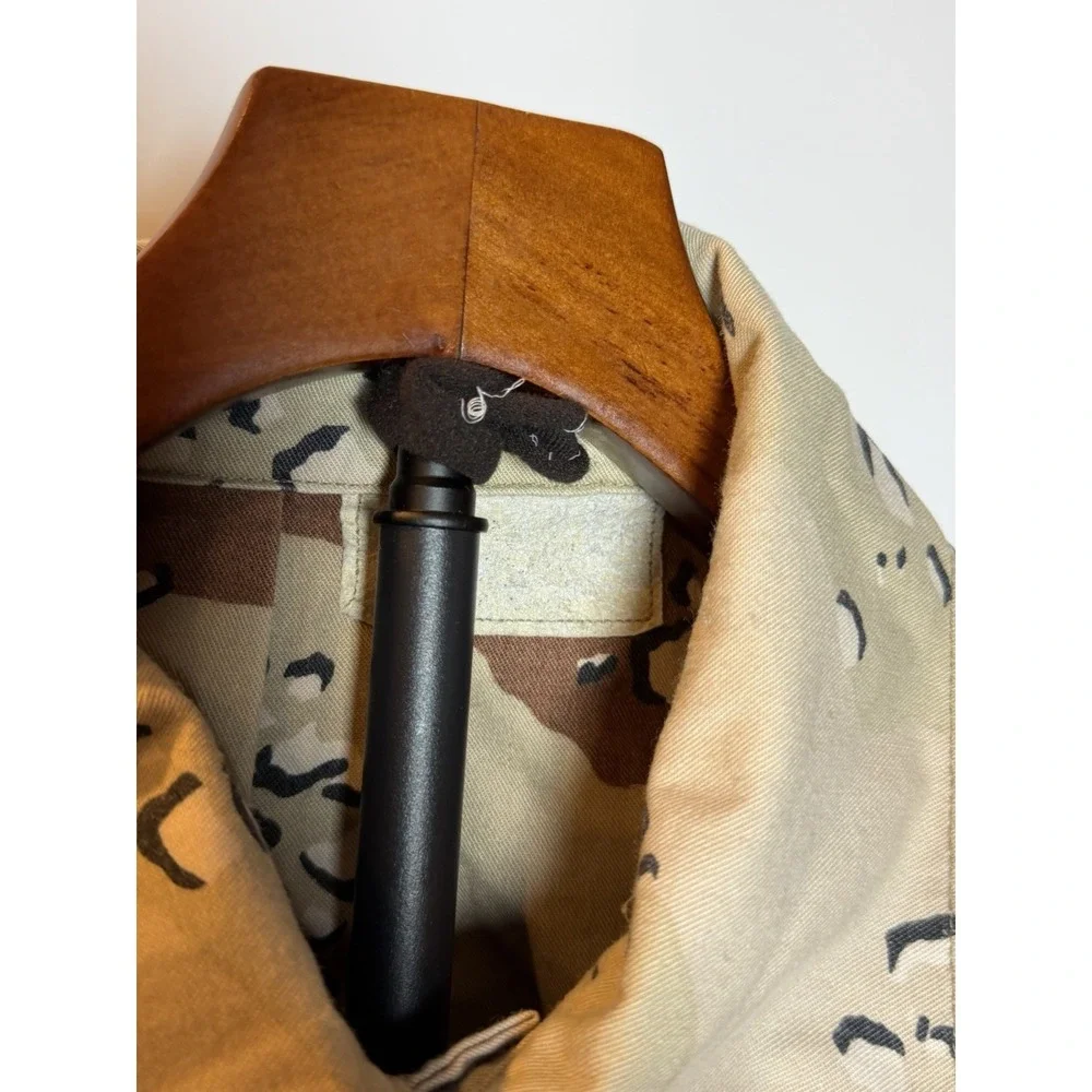 Vintage Military Coat Mens Large Beige Desert Cookie Camo Combat Military 90s